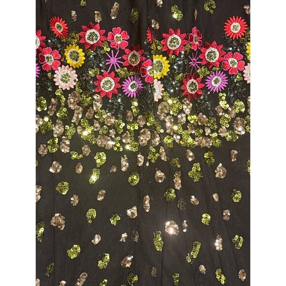 Black Floral Embroidered Maxi Dress With Spaghetti Straps & V-Neckline - Picture 7 of 13